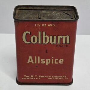 Vintage Colburn Brand Allspice Spice Tin The R.T. French Company Decor Kitschy